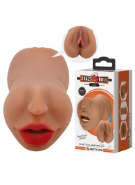 Темно-бежевый двусторонний мастурбатор Zoey - ротик и вагина - Baile - в Воронеже купить с доставкой