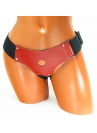 Трусики для маленькой насадки из красной кожи - БДСМ Арсенал - купить с доставкой в Воронеже