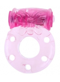 Розовое эрекционное кольцо с бабочкой на вибропуле - Baile - в Воронеже купить с доставкой
