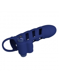 Синяя насадка на пенис Powerful Ring - 18,8 см. - Baile - в Воронеже купить с доставкой