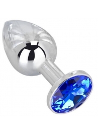 Анальное украшение BUTT PLUG  Small с синим кристаллом - 7 см. - Anal Jewelry Plug - купить с доставкой в Воронеже