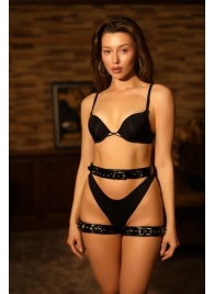 Черный пояс с гартерами «БДСМ Барби» - БДСМ Арсенал - купить с доставкой в Воронеже