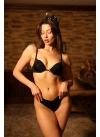 Черная корона с кожаными пиками - БДСМ Арсенал - купить с доставкой в Воронеже