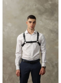 Черная мужская кожаная портупея №4 - БДСМ Арсенал - купить с доставкой в Воронеже