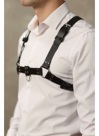 Черная мужская кожаная портупея №4 - БДСМ Арсенал - купить с доставкой в Воронеже