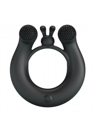 Черное эрекционное кольцо Dahlia с 2 стимулирующими щеточками - Baile - в Воронеже купить с доставкой