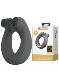 Серое эрекционное кольцо Dahlia с 2 стимулирующими щеточками - Baile - в Воронеже купить с доставкой