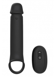 Черная насадка-удлинитель с вибрацией Vibrating Extender With Remote - Dream Toys - в Воронеже купить с доставкой