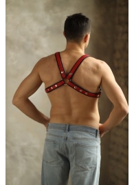 Черно-красная мужская портупея Black-Red - БДСМ Арсенал - купить с доставкой в Воронеже