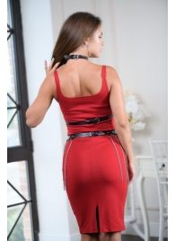 Черно-серебристая портупея-юбка plus size с цепочками - БДСМ Арсенал - купить с доставкой в Воронеже