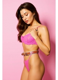 Эффектный розовый пояс из голографической эко-кожи - БДСМ Арсенал - купить с доставкой в Воронеже