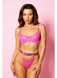 Эффектный розовый пояс из голографической эко-кожи - БДСМ Арсенал - купить с доставкой в Воронеже