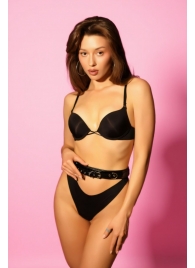 Эффектный черный пояс из лаковой эко-кожи - БДСМ Арсенал - купить с доставкой в Воронеже