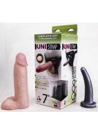 Страпон-унисекс с двумя насадками UNI strap 7  Harness - 19 и 16 см. - LOVETOY (А-Полимер) - купить с доставкой в Воронеже