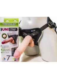 Страпон-унисекс с двумя насадками UNI strap 7  Harness - 19 и 16 см. - LOVETOY (А-Полимер) - купить с доставкой в Воронеже