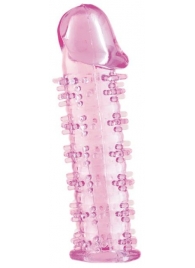 Розовая насадка на пенис с шипами - 12,5 см. - A-toys - в Воронеже купить с доставкой