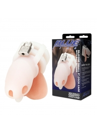 Белая клетка для пениса Silicone Small 2 in Cock Cage With Ball Divider - BlueLine - купить с доставкой в Воронеже