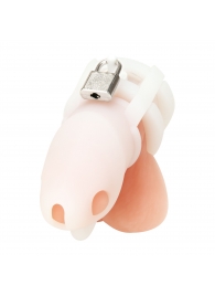 Белая клетка для пениса Silicone Small 2 in Cock Cage With Ball Divider - BlueLine - купить с доставкой в Воронеже