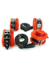 Набор на кровать с красным мехом BDSM Light - БДСМ Арсенал - купить с доставкой в Воронеже