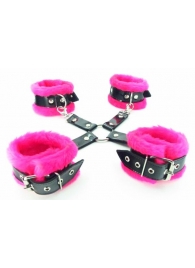 Набор фиксаторов краб с розовым мехом BDSM Light - БДСМ Арсенал - купить с доставкой в Воронеже