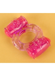 Фиолетовое виброкольцо с двумя вибропульками - Toyfa Basic - в Воронеже купить с доставкой