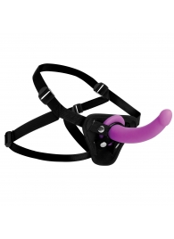 Лиловый поясной страпон Navigator Silicone G-Spot Dildo with Harness - 17,8 см. - XR Brands - купить с доставкой в Воронеже