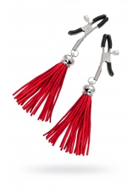 Зажимы на соски «Прищепки» с красными кисточками из замши - Pecado - купить с доставкой в Воронеже