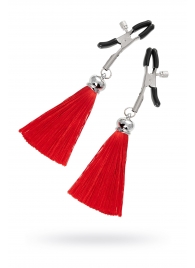 Зажимы на соски «Прищепки» с красными кисточками из шелка - Pecado - купить с доставкой в Воронеже