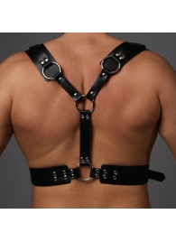 Черная кожаная мужская портупея с регулируемыми ремешками - Crazy Handmade - купить с доставкой в Воронеже