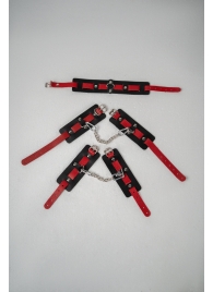 Черно-красный набор фиксаций: наручники, оковы и ошейник - Crazy Handmade - купить с доставкой в Воронеже