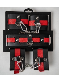Черно-красный набор фиксаций: наручники, оковы и ошейник - Crazy Handmade - купить с доставкой в Воронеже