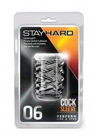 Прозрачная насадка с объёмными чёрточками STAY HARD COCK SLEEVE 06 CLEAR - Blush Novelties - в Воронеже купить с доставкой