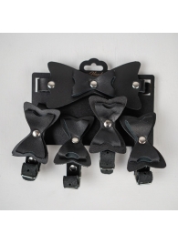 Набор фиксаций с бантиками из черной натуральной кожи - Crazy Handmade - купить с доставкой в Воронеже