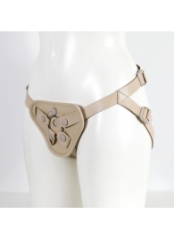 Бежевый пояс с двумя типами крепления насадок - LOVETOY (А-Полимер) - купить с доставкой в Воронеже