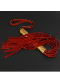 Красная велюровая плеть с деревянной рукоятью - 44 см. - Sitabella - купить с доставкой в Воронеже