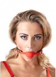 Силиконовый кляп-шар на чёрных ремешках Red Gag silicone - Orion - купить с доставкой в Воронеже