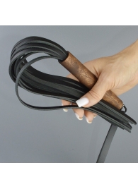 Черная кожаная плеть с деревянной рукоятью - 44 см. - Sitabella - купить с доставкой в Воронеже