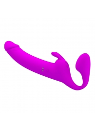 Лиловый безремневой страпон с вибрацией Zanini - Baile - купить с доставкой в Воронеже