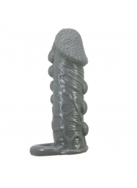 Серая насадка Jaylen с подхватом мошонки и наростами - 14 см. - Baile - в Воронеже купить с доставкой