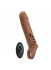 Коричневая вибронасадка с подхватом мошонки и пультом ДУ - Baile - в Воронеже купить с доставкой