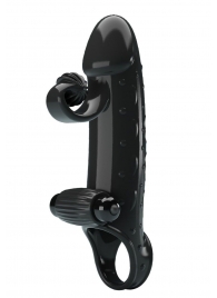 Черная вибронасадка на пенис с подхватом мошонки - 20 см. - Baile - в Воронеже купить с доставкой