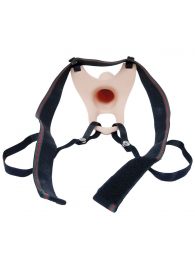 Телесный полый страпон на ремешках - 16,5 см. - Boys of Toys - купить с доставкой в Воронеже