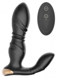Черный L-образный вибромассажер простаты с пультом ДУ - Boys of Toys - в Воронеже купить с доставкой