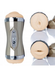 Двусторонний мастурбатор с вибрацией Double Delight - вагина и ротик - Boys of Toys - в Воронеже купить с доставкой