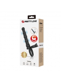 Черная насадка на член для двойного проникновения Tatum с вибрацией - Baile - купить с доставкой в Воронеже