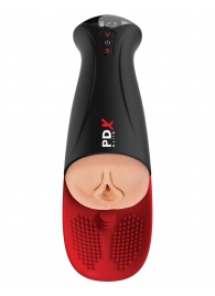 Телесный мастурбатор-вагина в черной колбе с вибрацией Fuck-O-Matic Pro XL - Pipedream - в Воронеже купить с доставкой