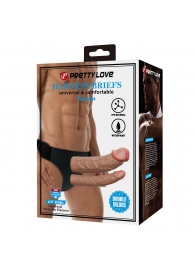 Темно-бежевый фаллопротез для двойного проникновения - 17,5 см. - Baile - купить с доставкой в Воронеже