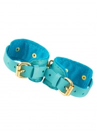 Голубые двуслойные кожаные оковы - Pecado - купить с доставкой в Воронеже