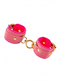 Розовые двуслойные кожаные оковы - Pecado - купить с доставкой в Воронеже