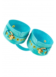 Голубые однослойные кожаные оковы - Pecado - купить с доставкой в Воронеже